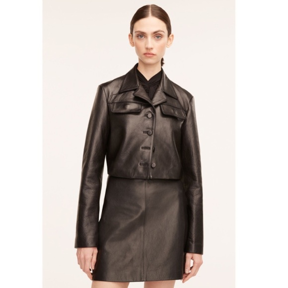Rebecca Taylor Cropped Leather Jacket - Size 10 - Picture 1 of 4